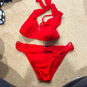 Red Hurley 2 piece Halter Style Swimwear